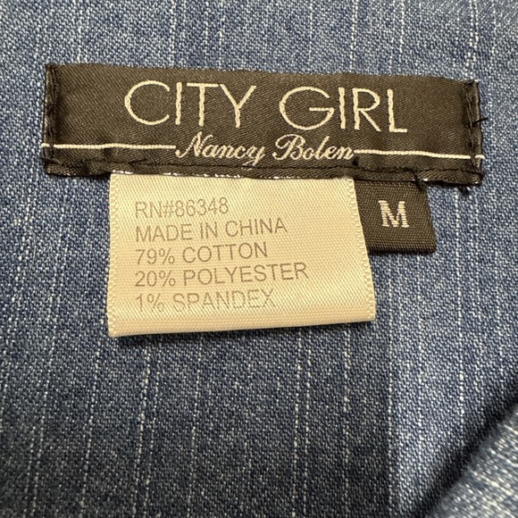 Vtg Y2K Fleur De Lis Western Denim Jacket Button Down Shirt Cowgirl sz M - Picture 4 of 6